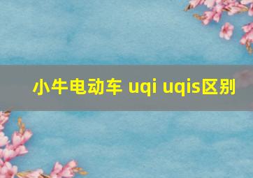 小牛电动车 uqi uqis区别